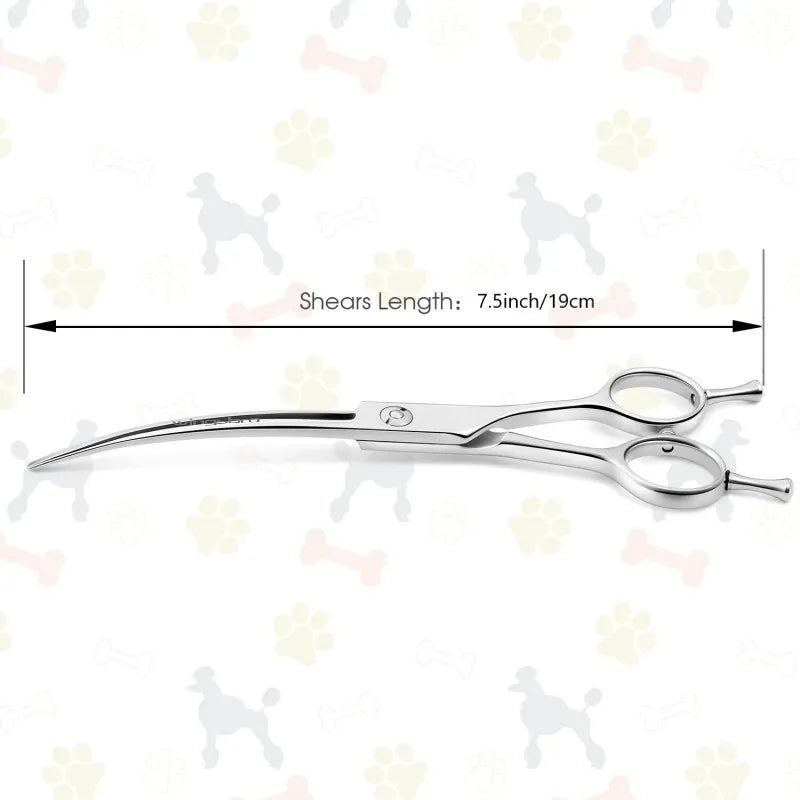 Professional Curved Dog Grooming Scissors in Stainless Steel for Pets