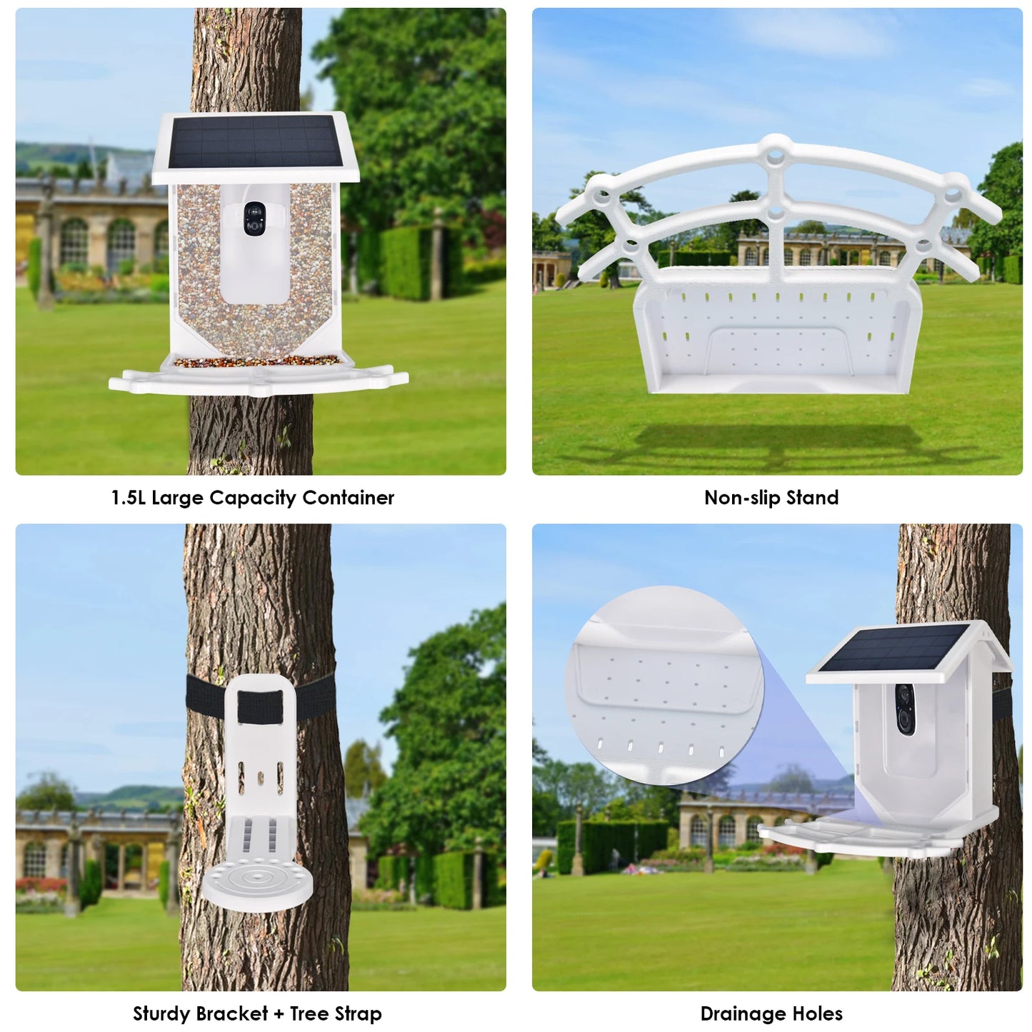 Hign-concerned Smart Bird Feeder With Camera Outdoor Feeding House Solar-Powered