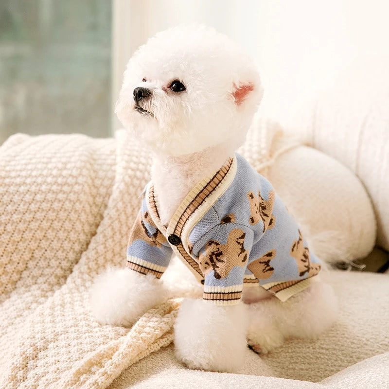 Striped Cardigan Dog Coat For Chihuahua And Bichon Frise