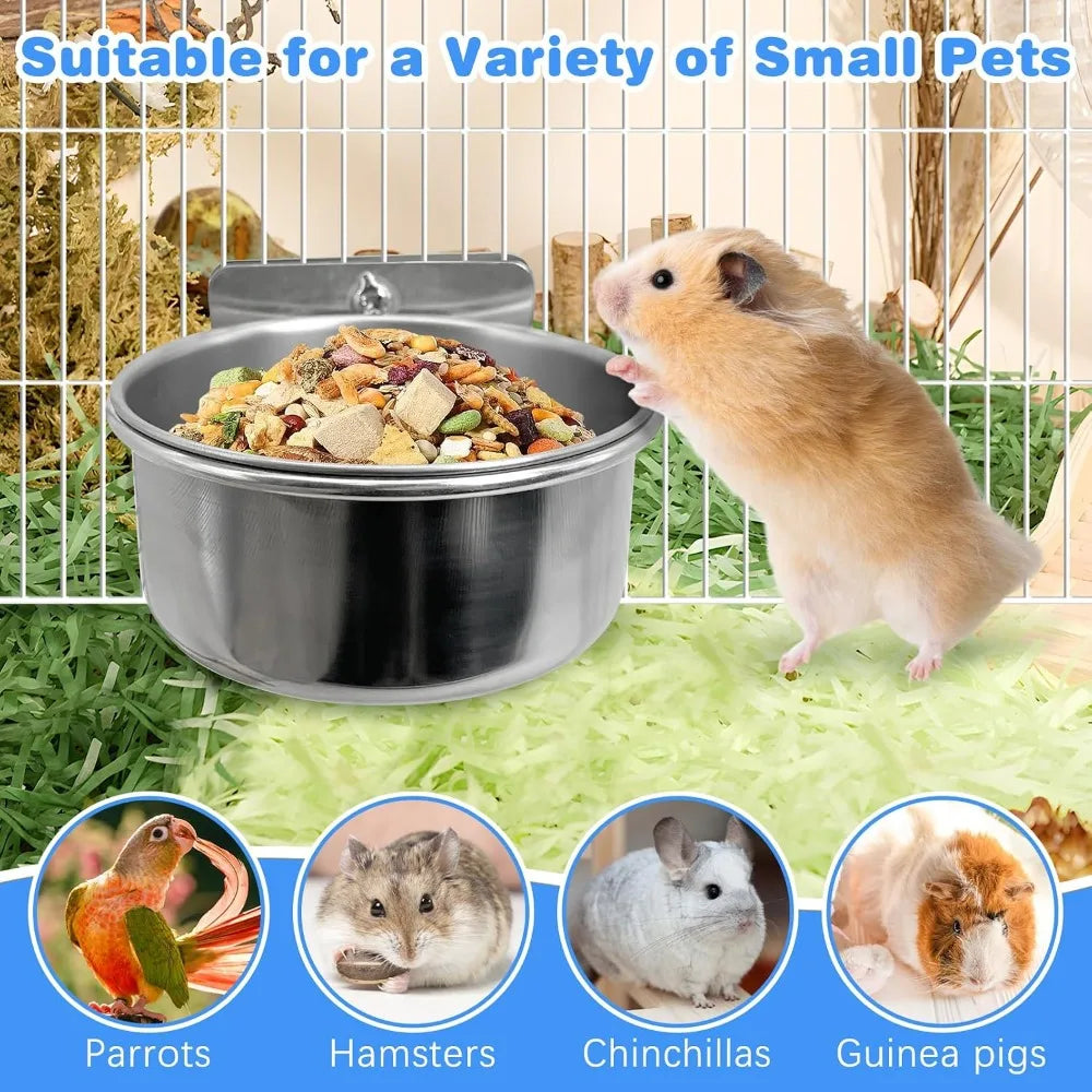Bird Cage Feeder Cups 2Pack Parrot Water Bowl Holder Clamp