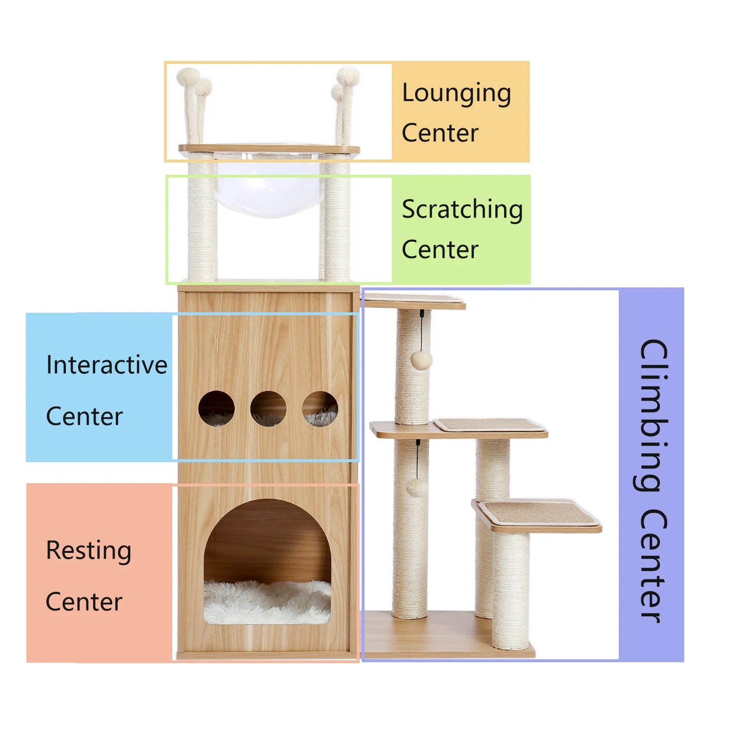 PAWZ Road Modern Cat Tree With Scratch Post For Large Cats