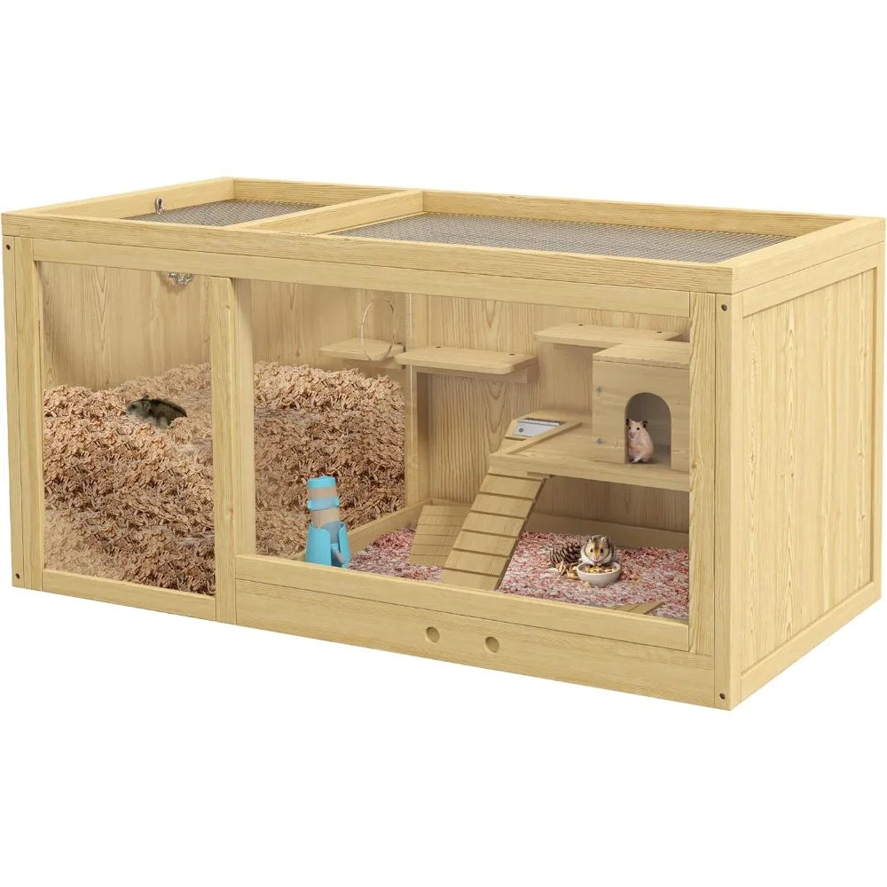 Hign-concerned Wooden Hamster Cage Multi Layer Habitat