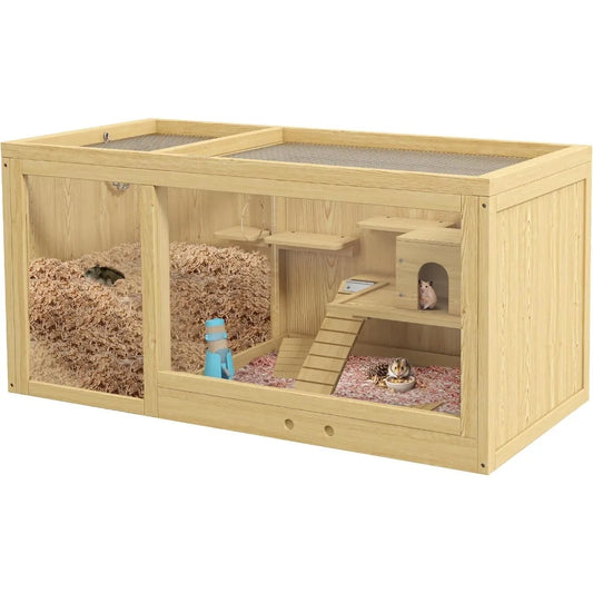 Hign-concerned Wooden Hamster Cage Multi Layer Habitat