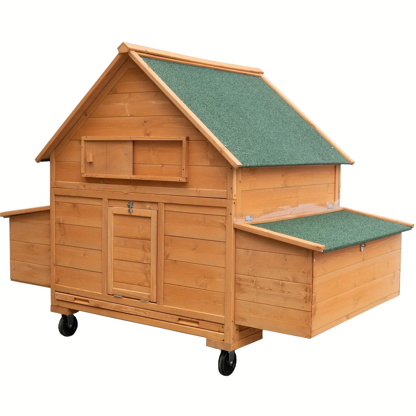 Mobile Wooden Chicken Coop on Wheels for 6-8 Chickens