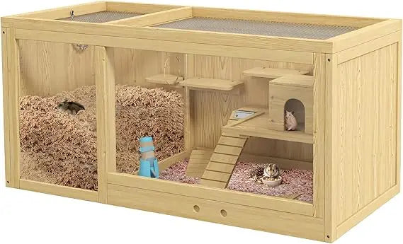 Hign-concerned Wooden Hamster Cage Multi Layer Habitat