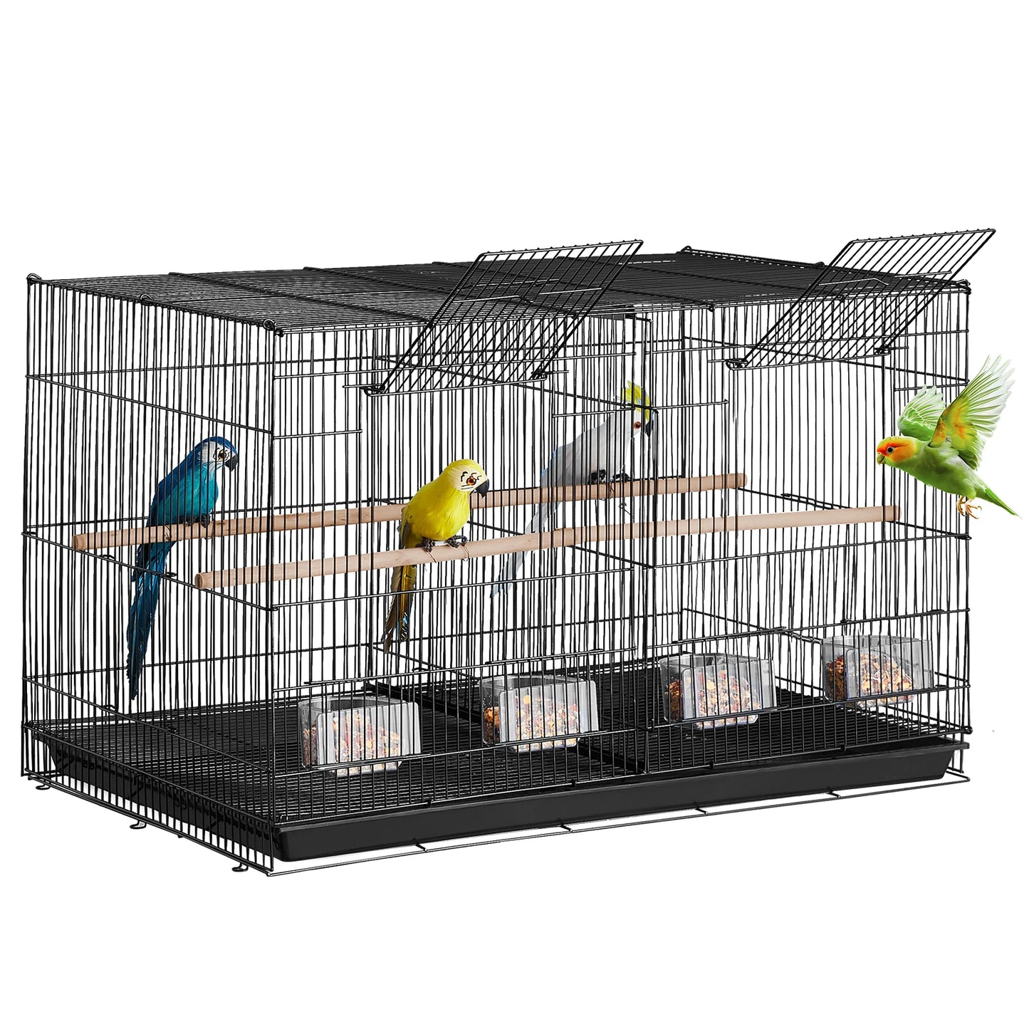 Stackable Divided Bird Cage for Travel with Handle and Perches