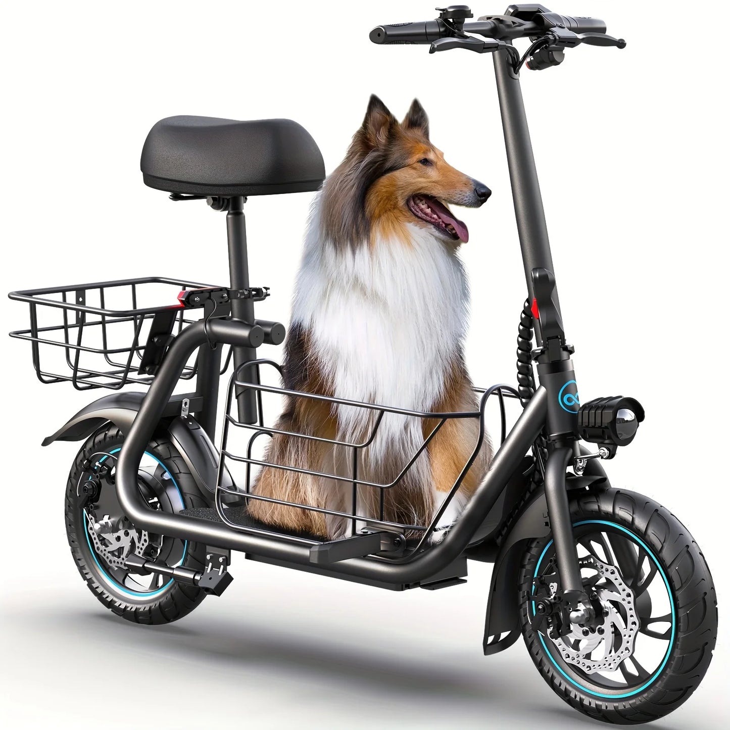 GYROOR Electric Scooter With Pet Basket For Adults Foldable