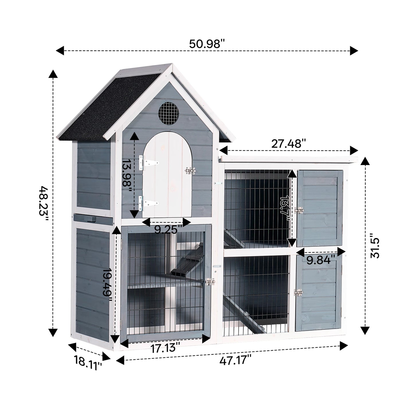 Double Decker Solid Wood Chicken Coop Outdoor Waterproof Nest Box Pull Out Tray
