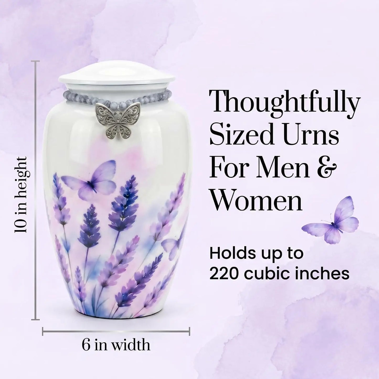 Butterfly Metal Cremation Urn for Women with Memorial Charm Ashes
