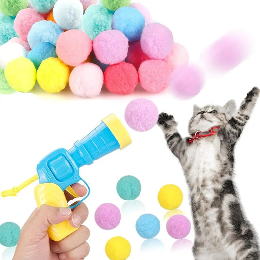 Cat Ball Launcher Toy For Interactive Play With Plush Balls