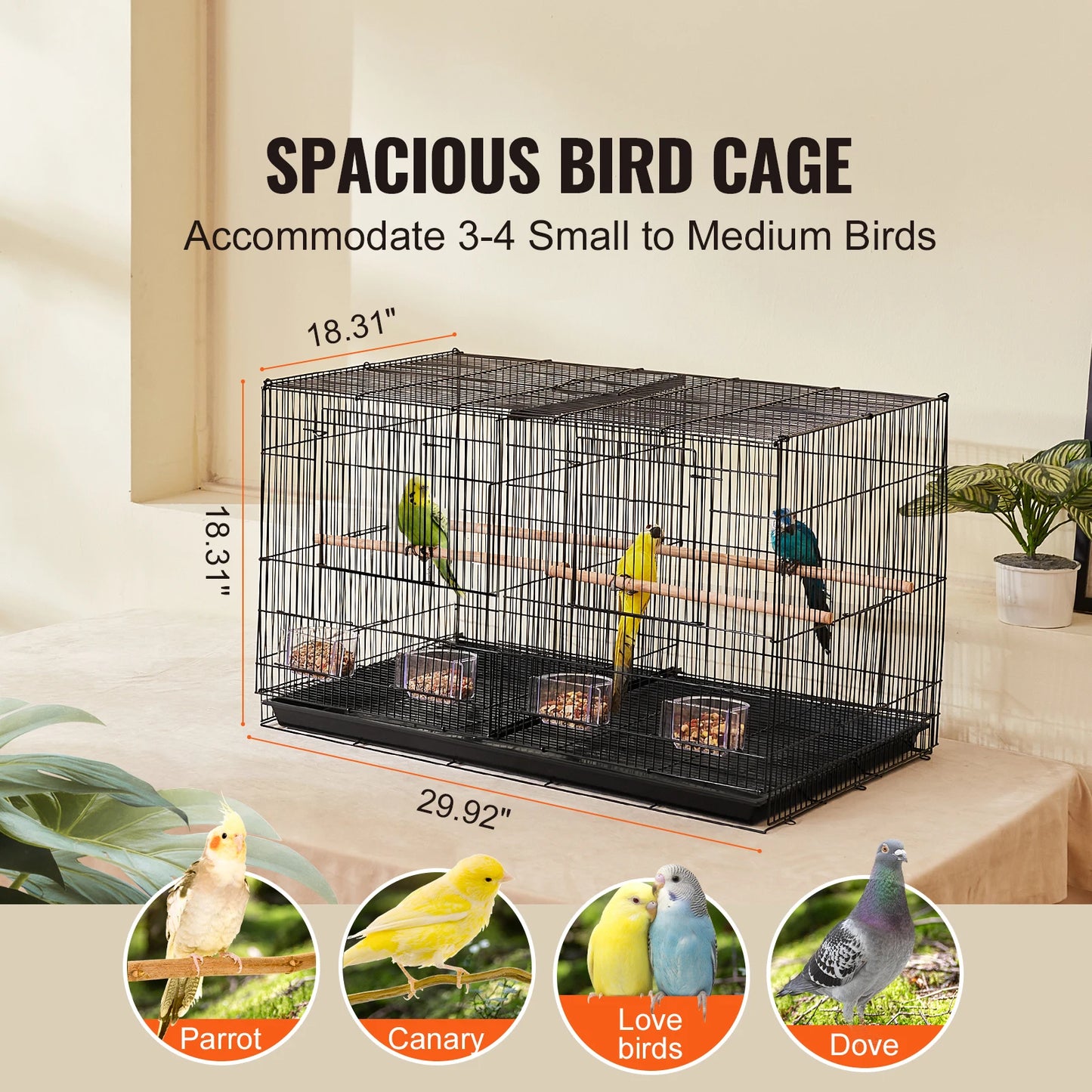 SucceBuy Flight Cage Stackable Divided For Small Birds