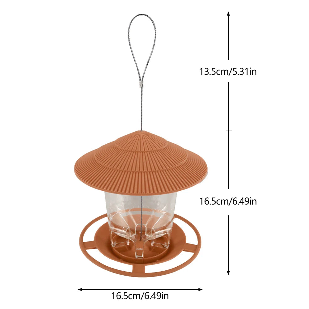 Garden Gazebo Hanging Bird Feeder With Hexagonal Terrace Roof And Rope