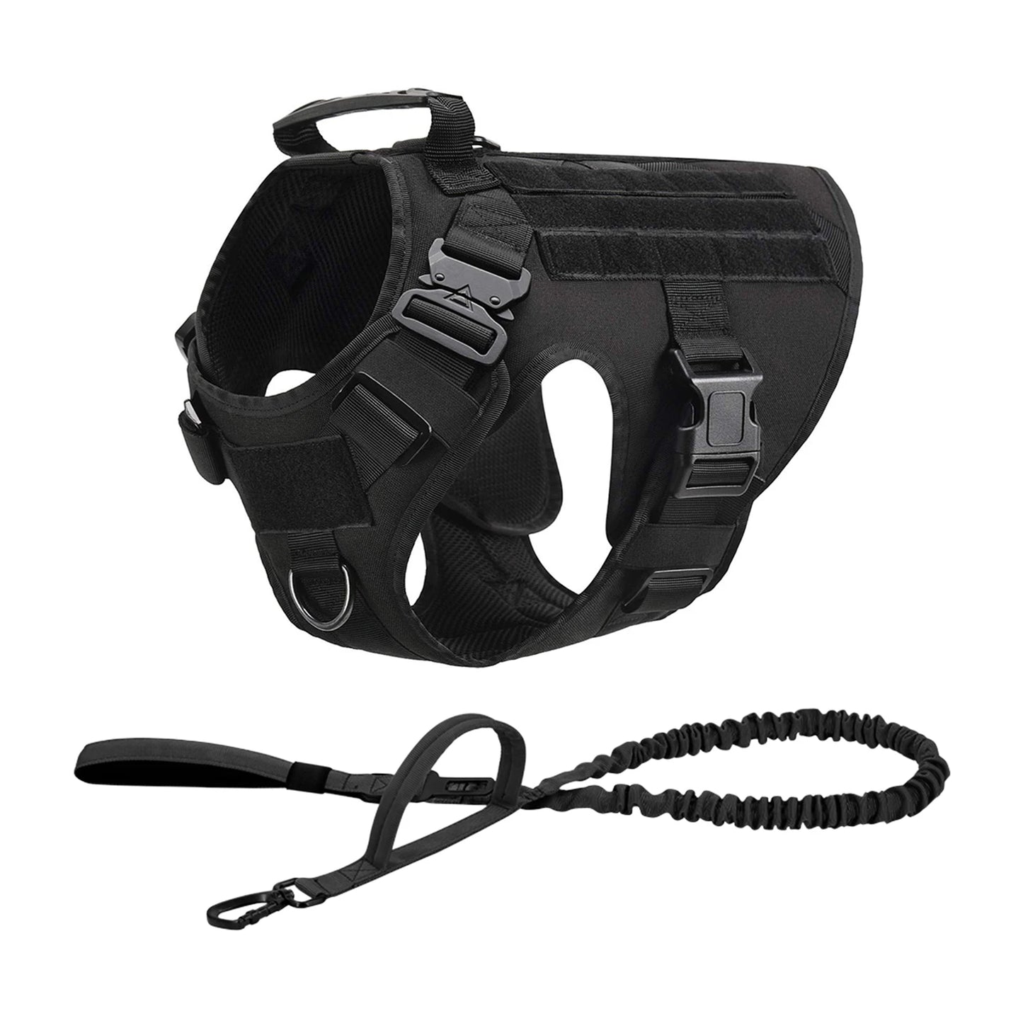 Nylon Tactical Dog Harness With Molle Pouches For Medium To Large Dogs