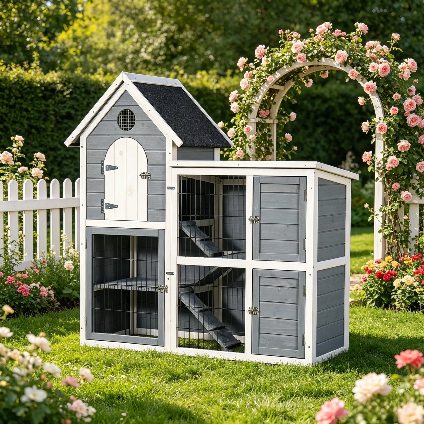 Double Decker Solid Wood Chicken Coop Outdoor Waterproof Nest Box Pull Out Tray