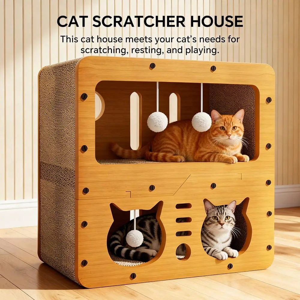 XMSJ Two Story Cat Scratching And Sleeping Corrugated Cardboard