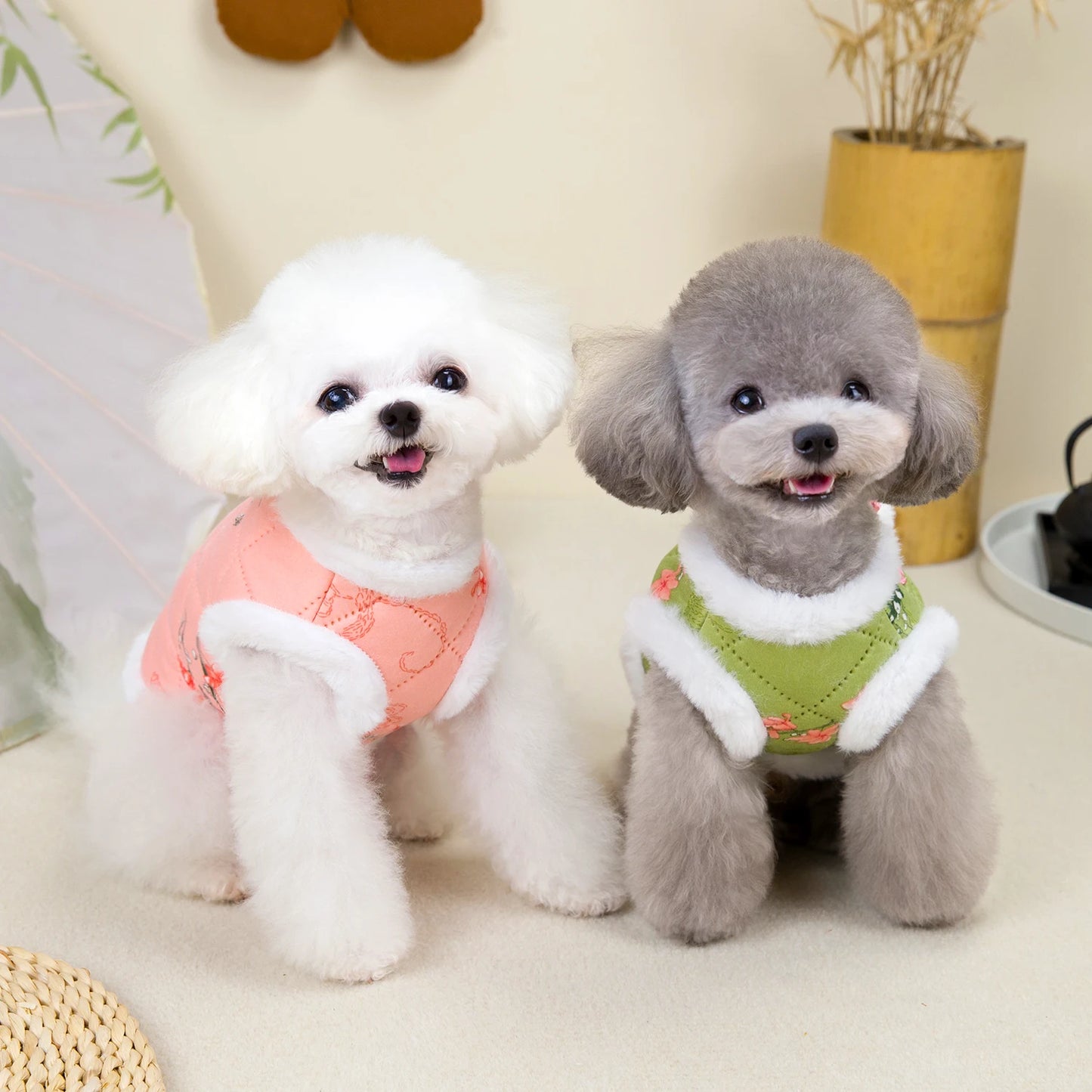 Chinese Style Tang Suit Dog Vest Warm Winter Costume
