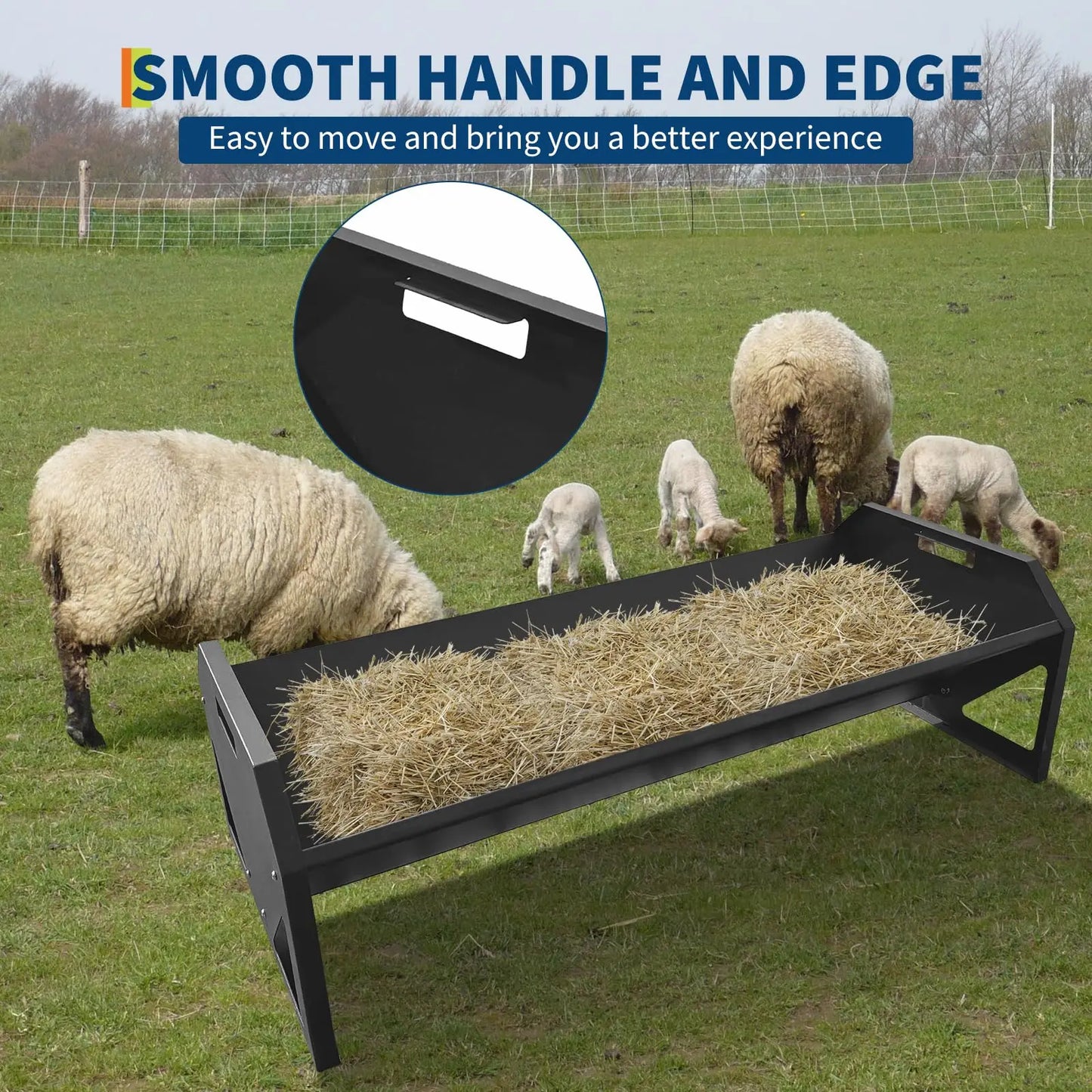 HiMISS Galvanized Steel Hay Trough With Rustproof V Shaped Bottom