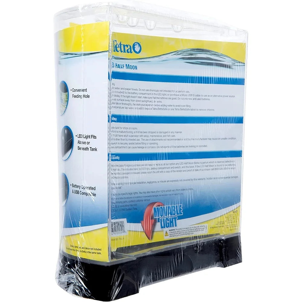 XMSJ Betta Aquarium Kit Half Moon Tank With LED Light