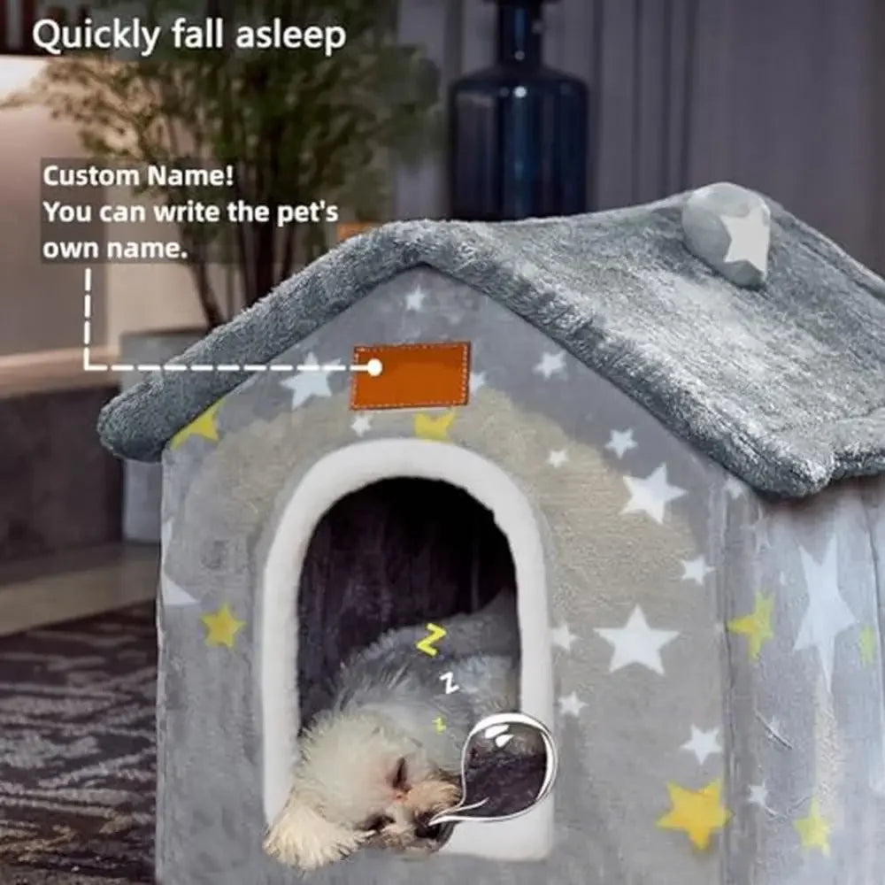 XMSJ Foldable Memory Sponge Plush Pet House Bed Custom Name