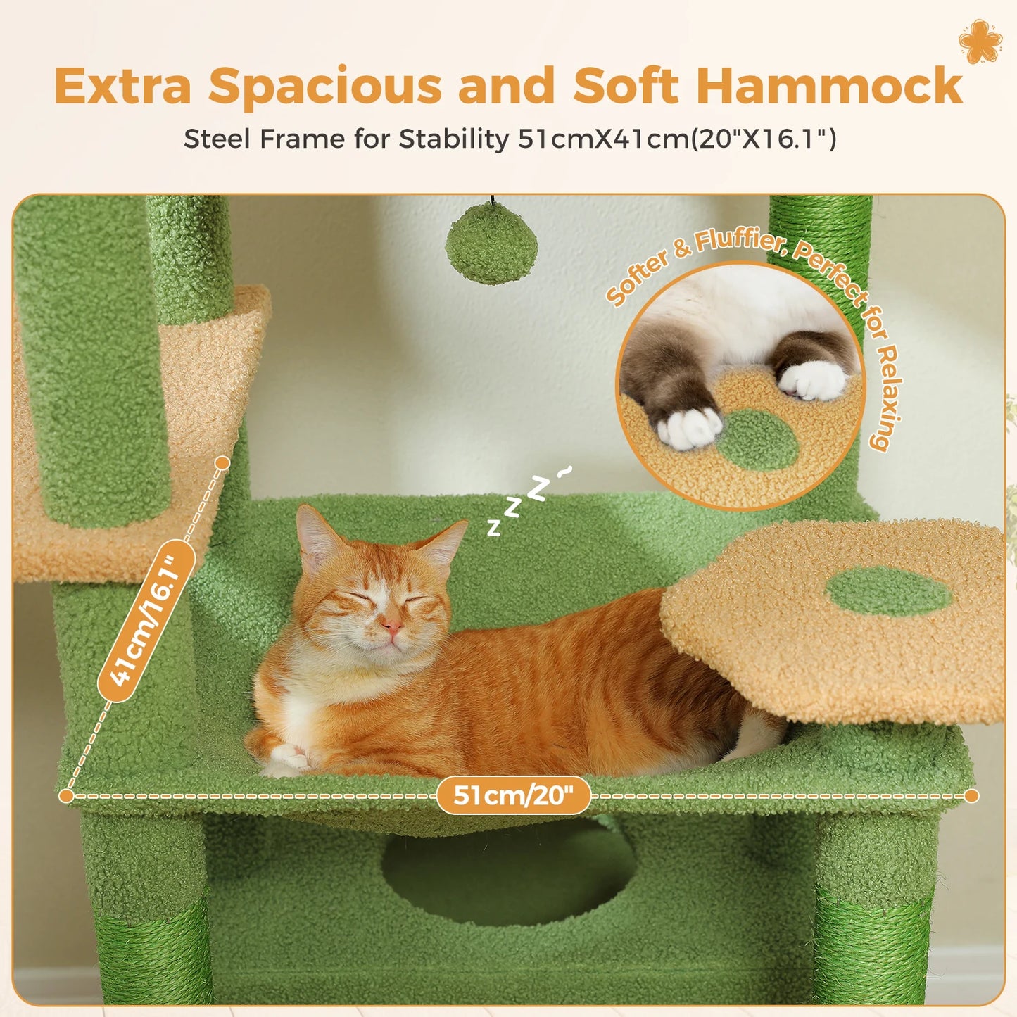 PEQULTI Multi Level Cat Tree Tower Scratching Posts Hammock Condo
