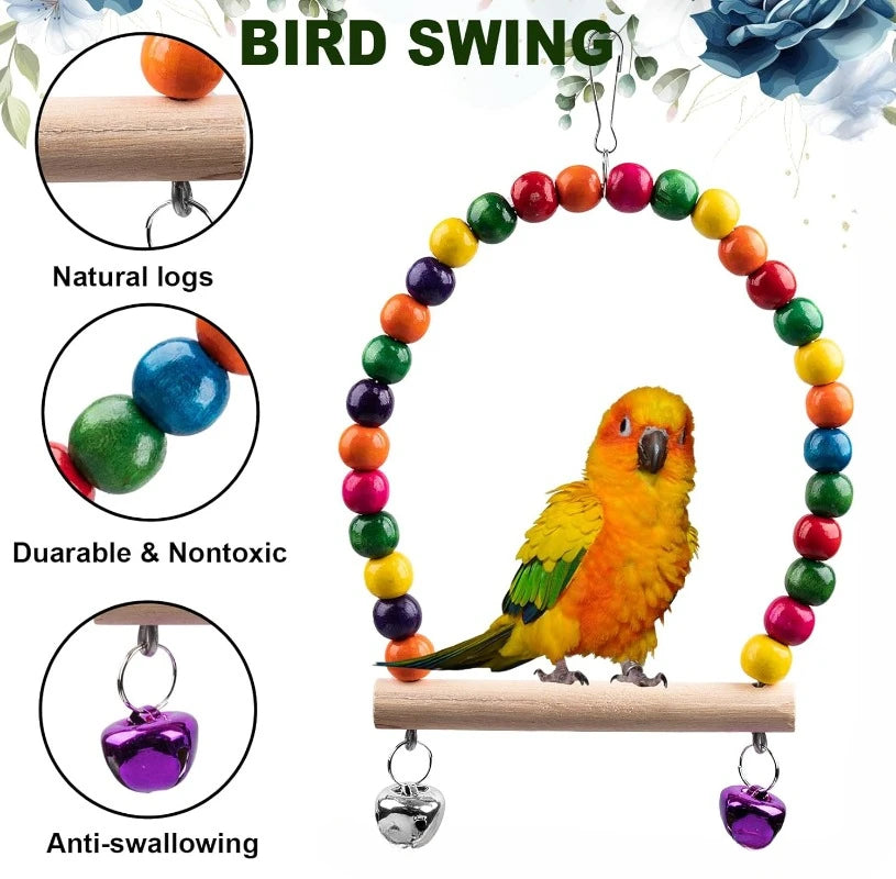CN Zhejiang Seven Piece Wood Bird Toys Parakeet Perch Set