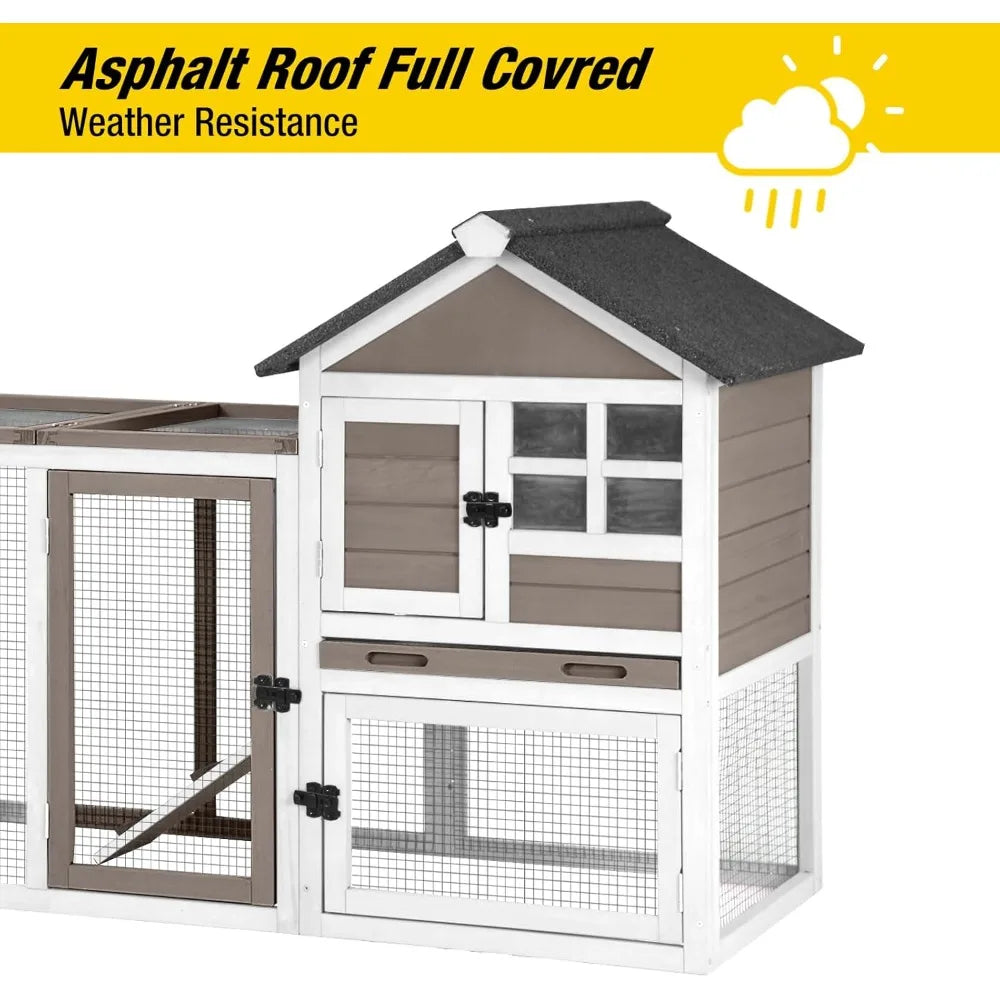 Outdoor Rabbit Hutch With Indoor Living And Pullout Tray