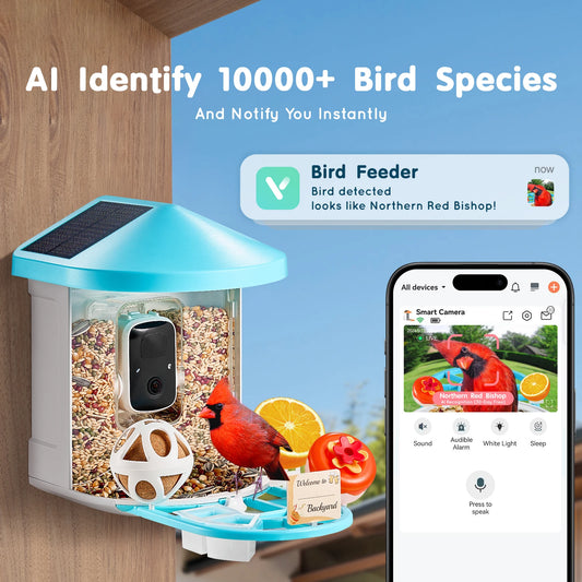 SucceBuy Smart Bird Feeder Camera 2K AI Identifies Species SolarPowered