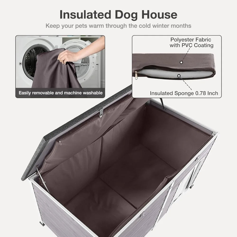Insulated Outdoor Dog House With Waterproof Kennel Liner