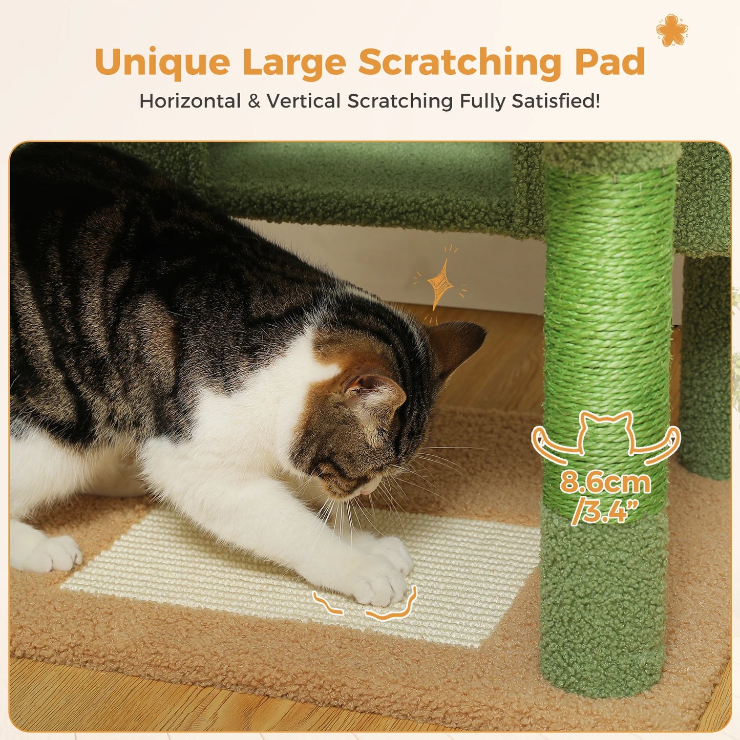 PEQULTI Multi Level Cat Tree Tower Scratching Posts Hammock Condo