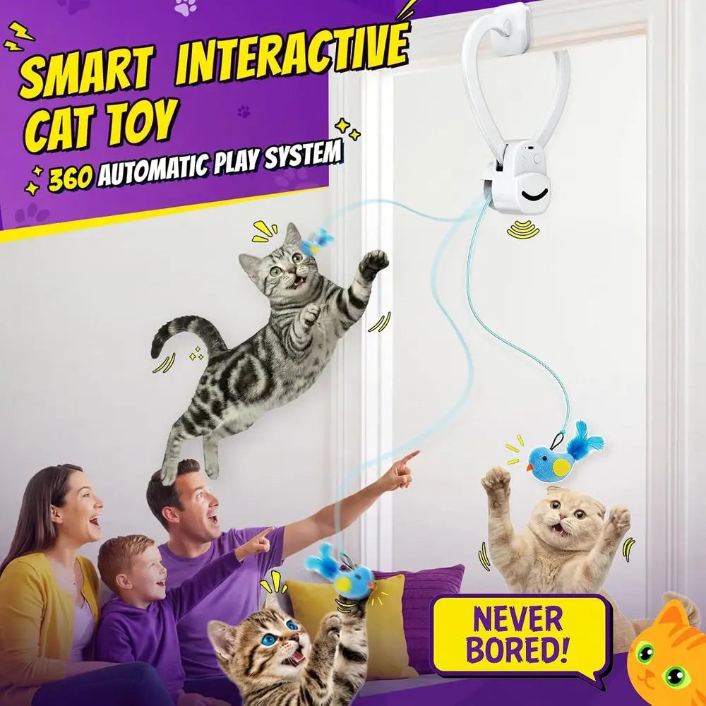 Interactive Cat Toy Wand Chase USB Rechargeable Enrichment for Indoor Cats