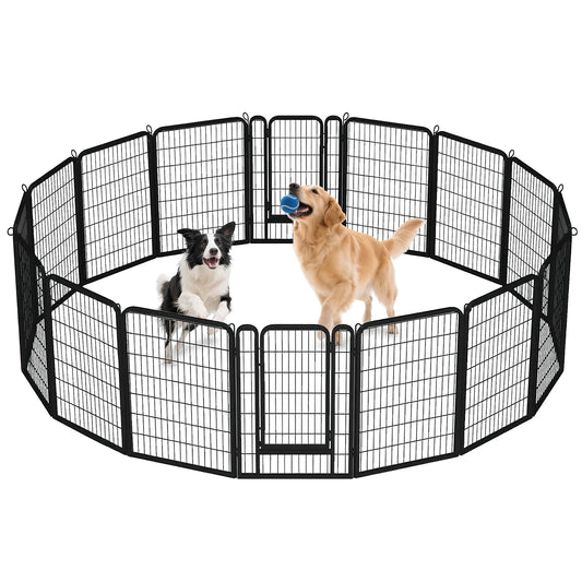 Dog Playpen With Door Foldable Metal Pet Fence For Yard
