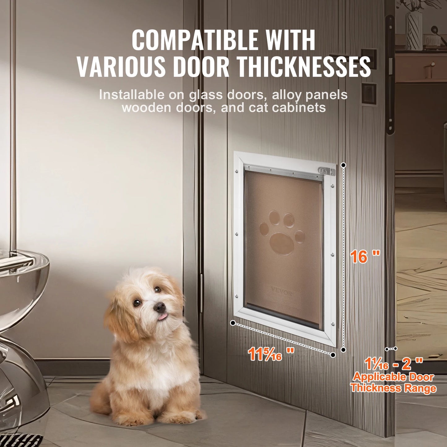 Dog Door Aluminum Frame Pet Door With Lockable Flap System