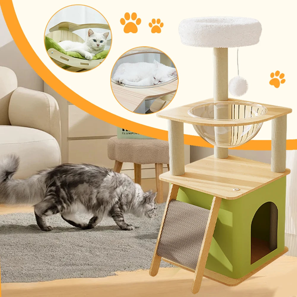 Hign-concerned Cat Tree Four Layer Climbing Frame With Scratching Posts