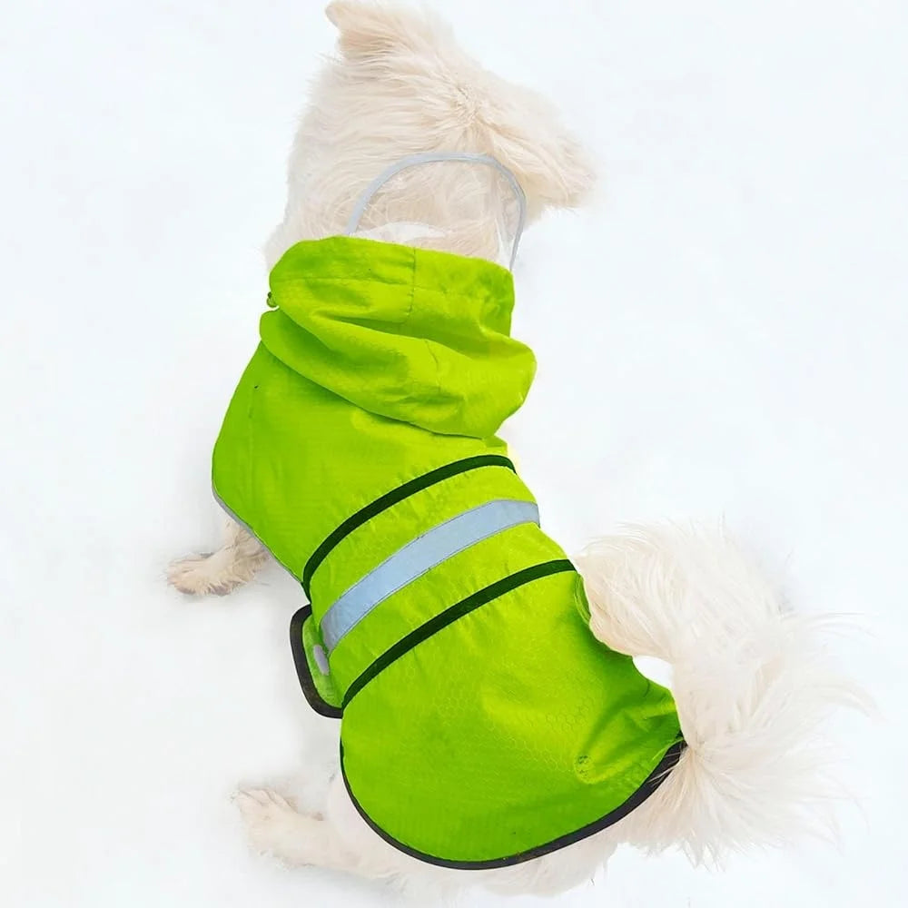 High Concerned Waterproof Reflective Dog Raincoat Hooded Slicker Jacket