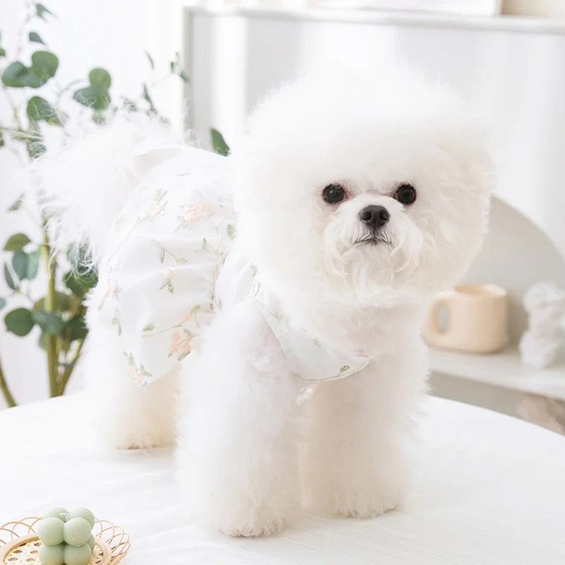 Dog Summer Dress Cotton Print Puppy Princess Skirt