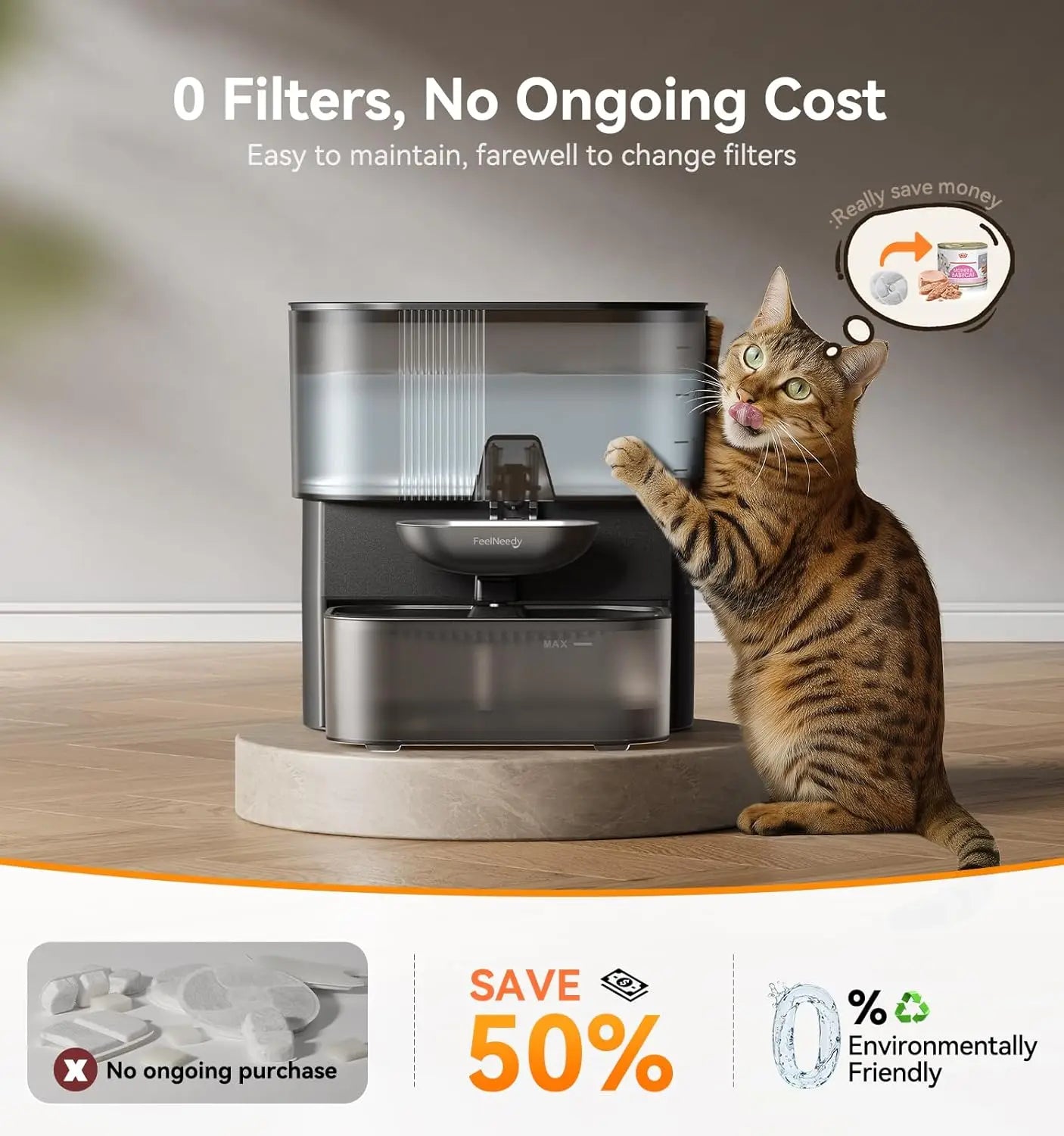 Cordless Pet Water Fountain Wastewater Separation For Cats And Dogs