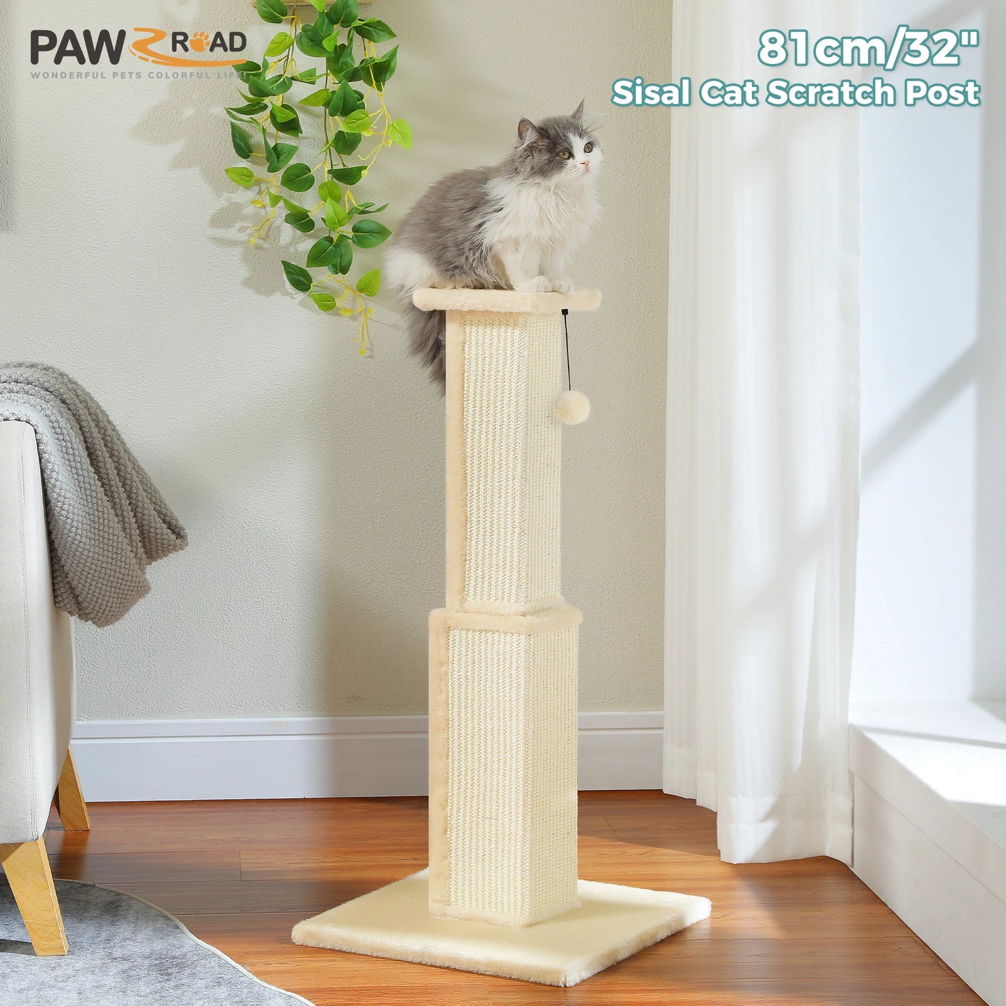 PAWZ Road Large Cat Scratching Post for Indoor Cats