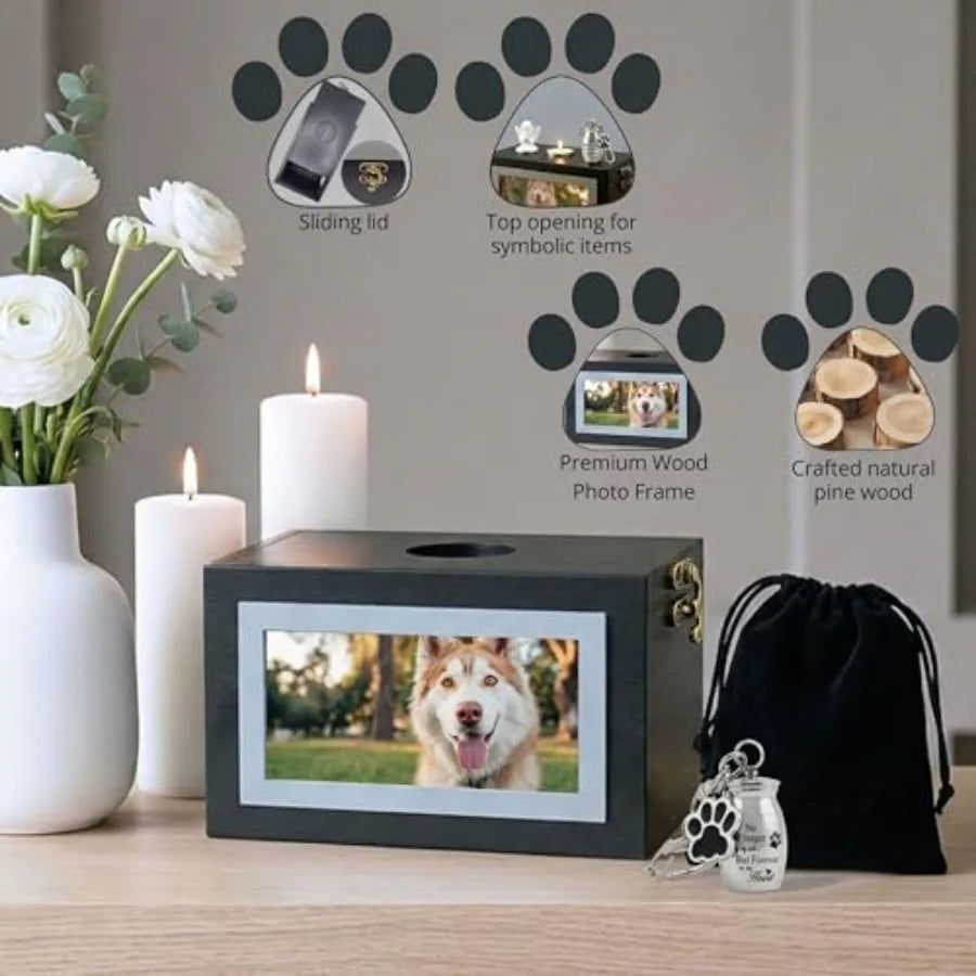 Pet Memorial Dog Urn Set With Photo Frame And Accessories