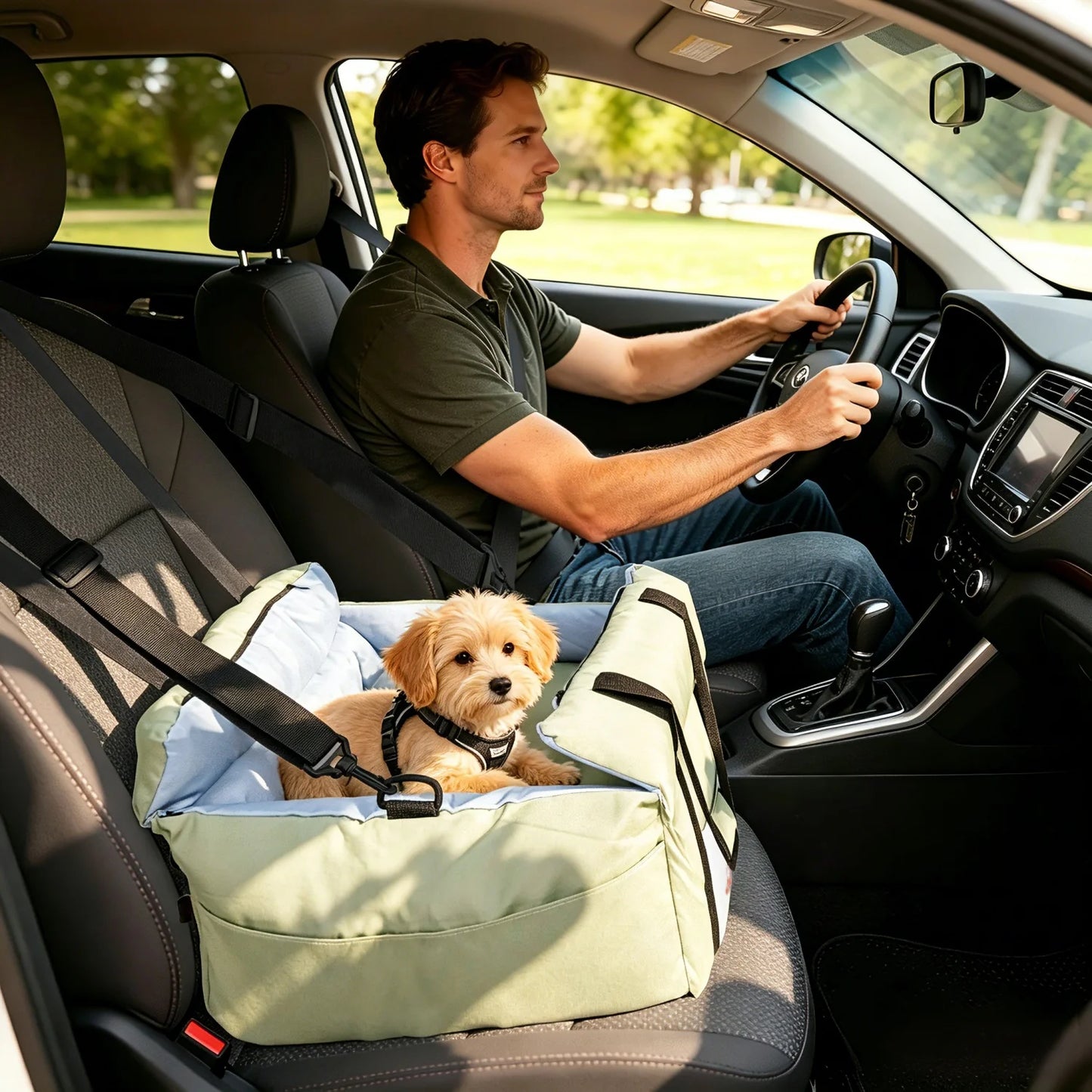 BINGOPAW Small Dog Car Seat Booster With Safety Belt