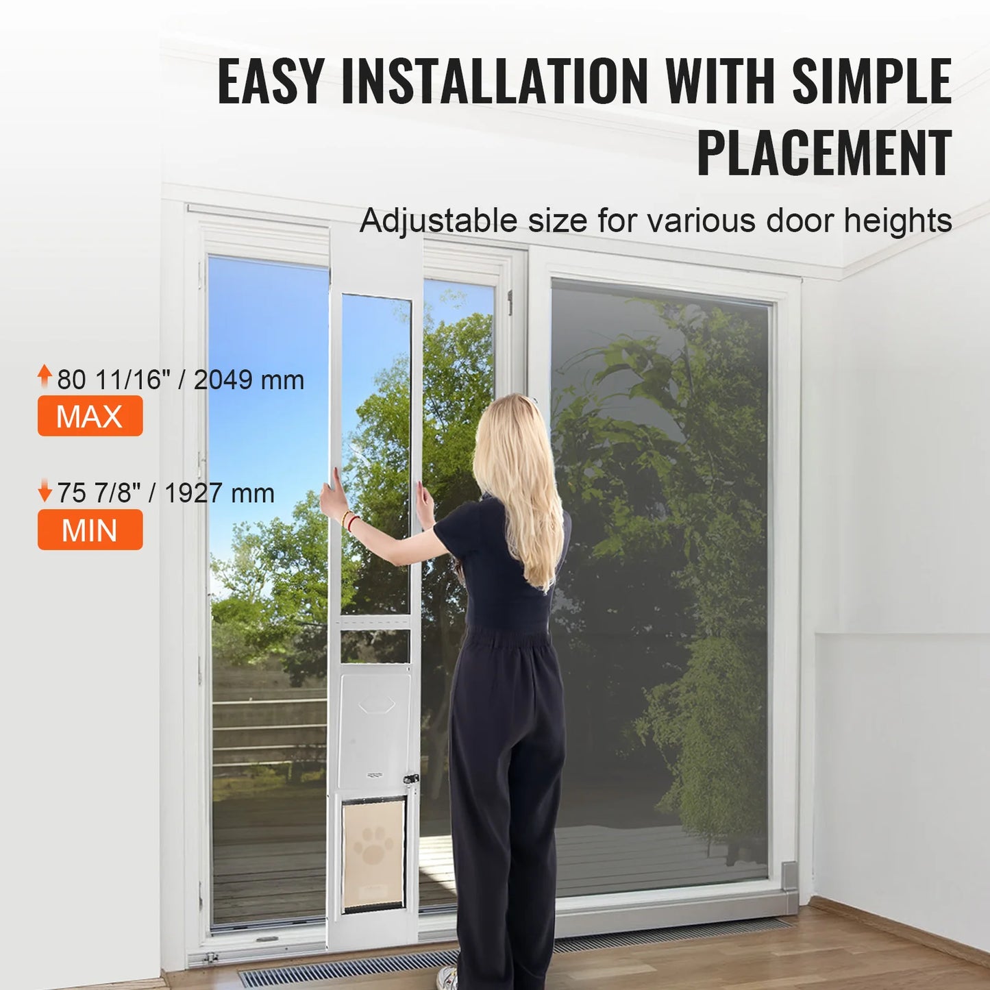 SucceBuy Adjustable Height Dog Door For Sliding Glass Doors Aluminum