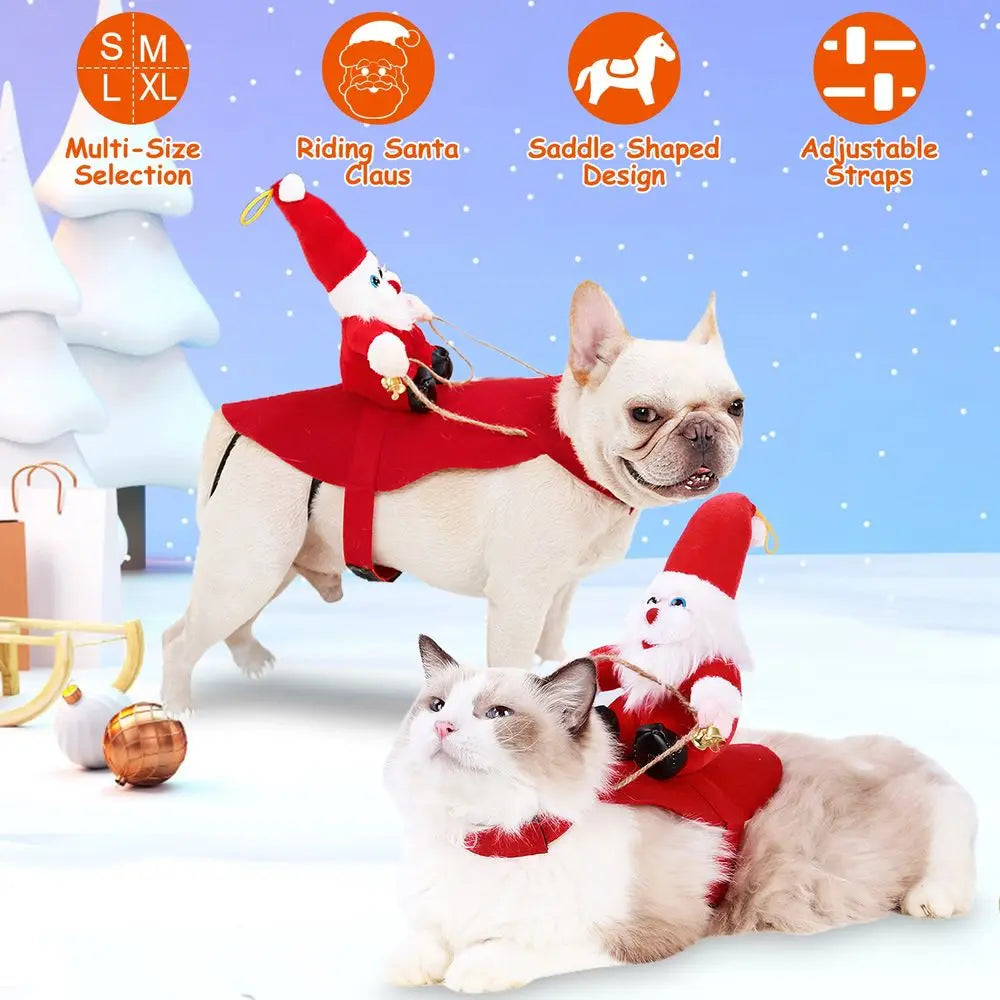 Hunan Pet Christmas Coat for Dogs Santa Bell Costume