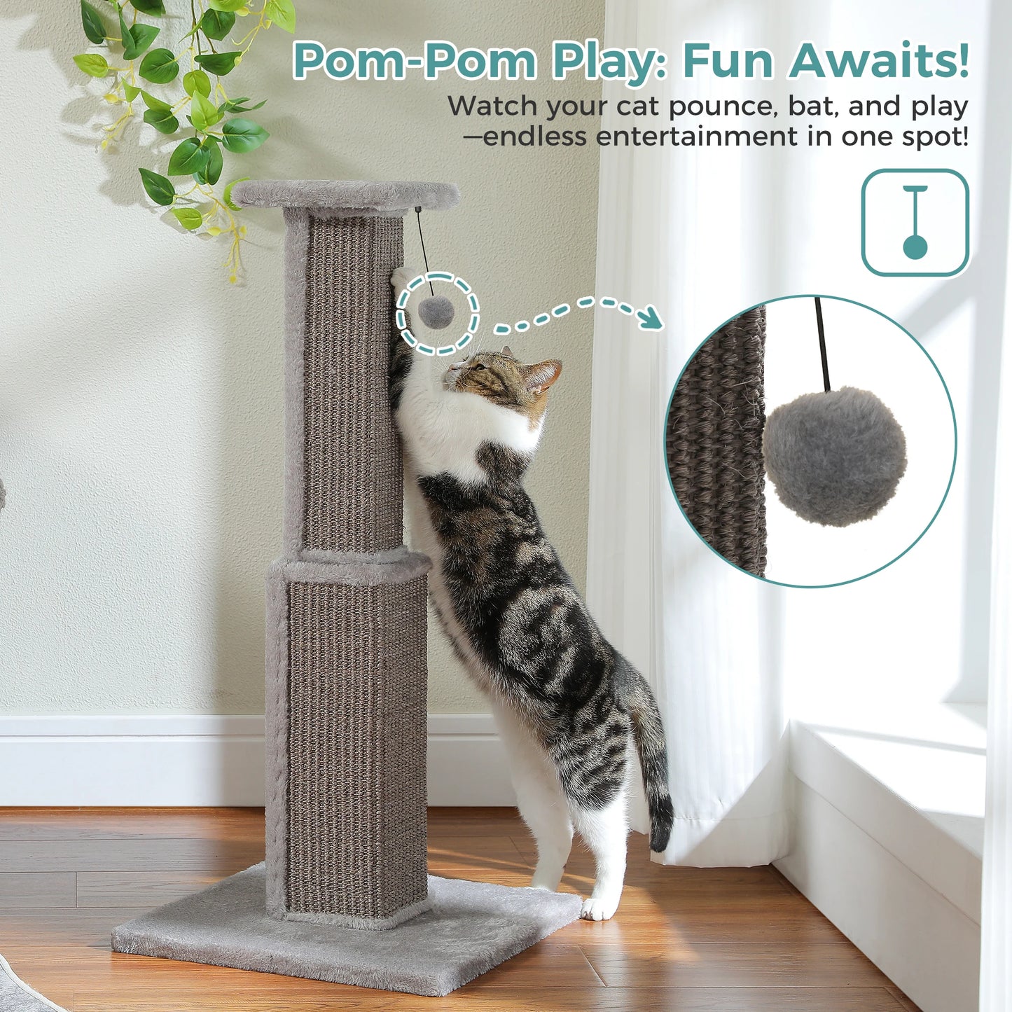 PAWZ Road Large Cat Scratching Post for Indoor Cats
