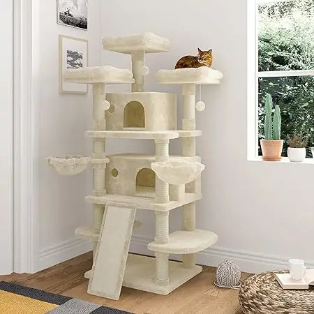 DAFIFY Large Cat Tree With Condo And Plush Perches Indoors