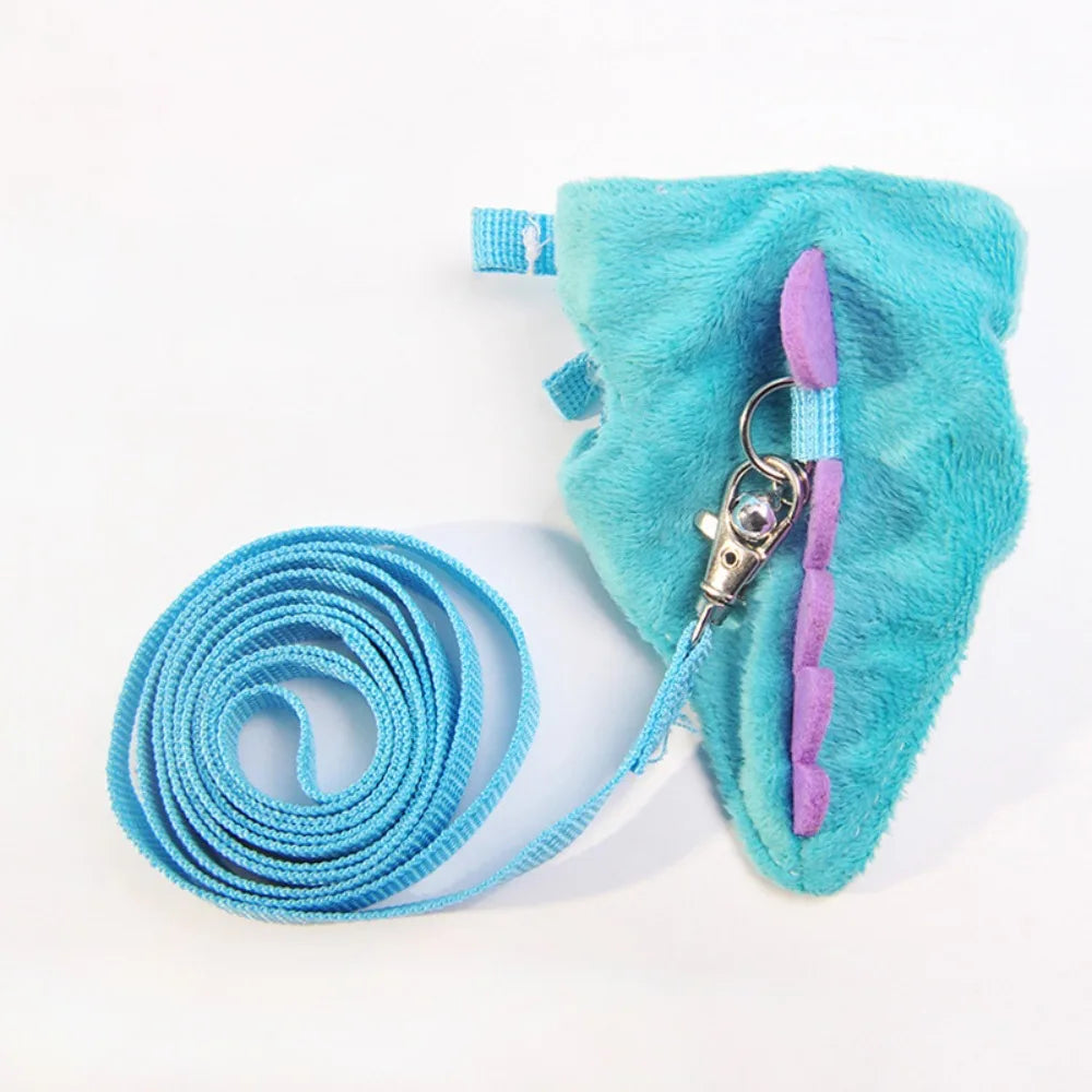 Soft Flannel Ferret Harness With Dragon Design And Traction Rope