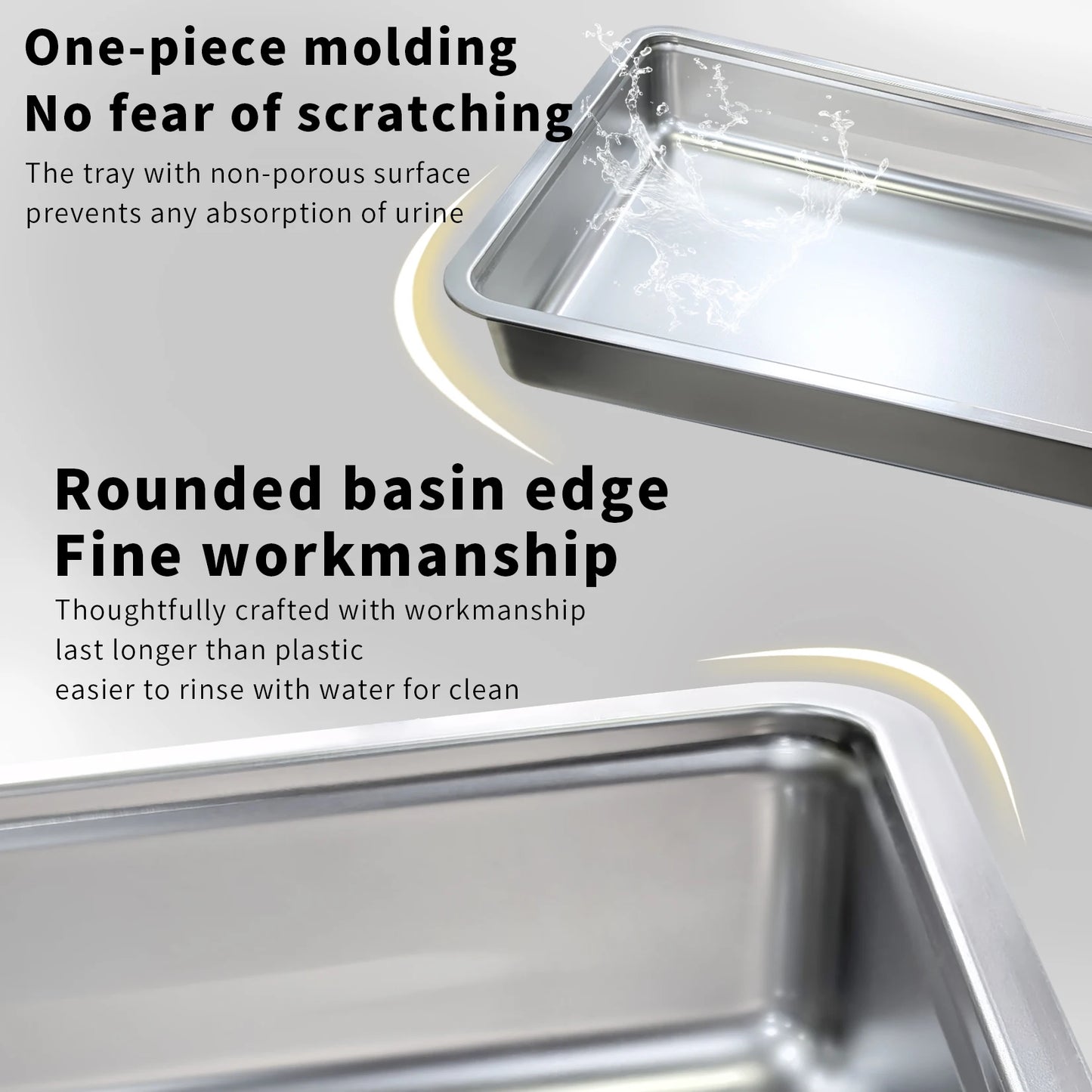 Bingopaw Stainless Steel Cat Litter Box With Lid Front Entry