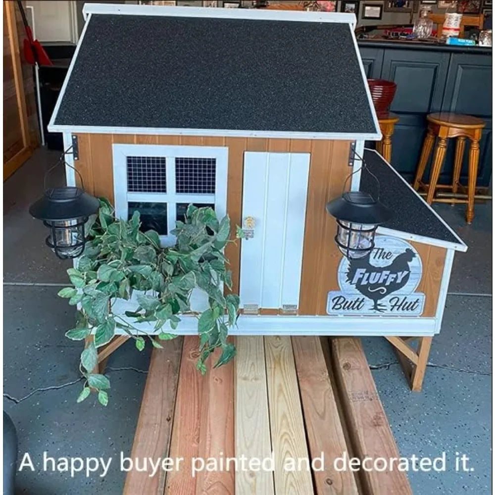 MKDK Deluxe Wood Chicken Coop With 3 Nesting Boxes