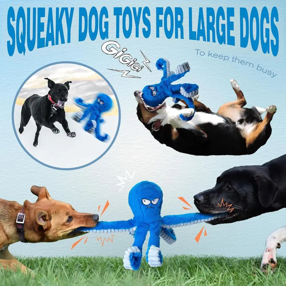 Tough Dog Toys Stuffed Interactive Squeaky Tug of War Toy