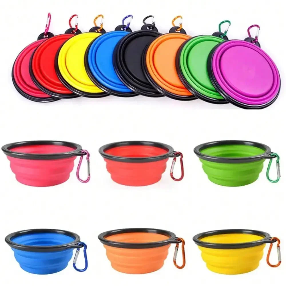 Folding Portable Dog Feeder Bowl 2 In 1 Bottle Carabiner