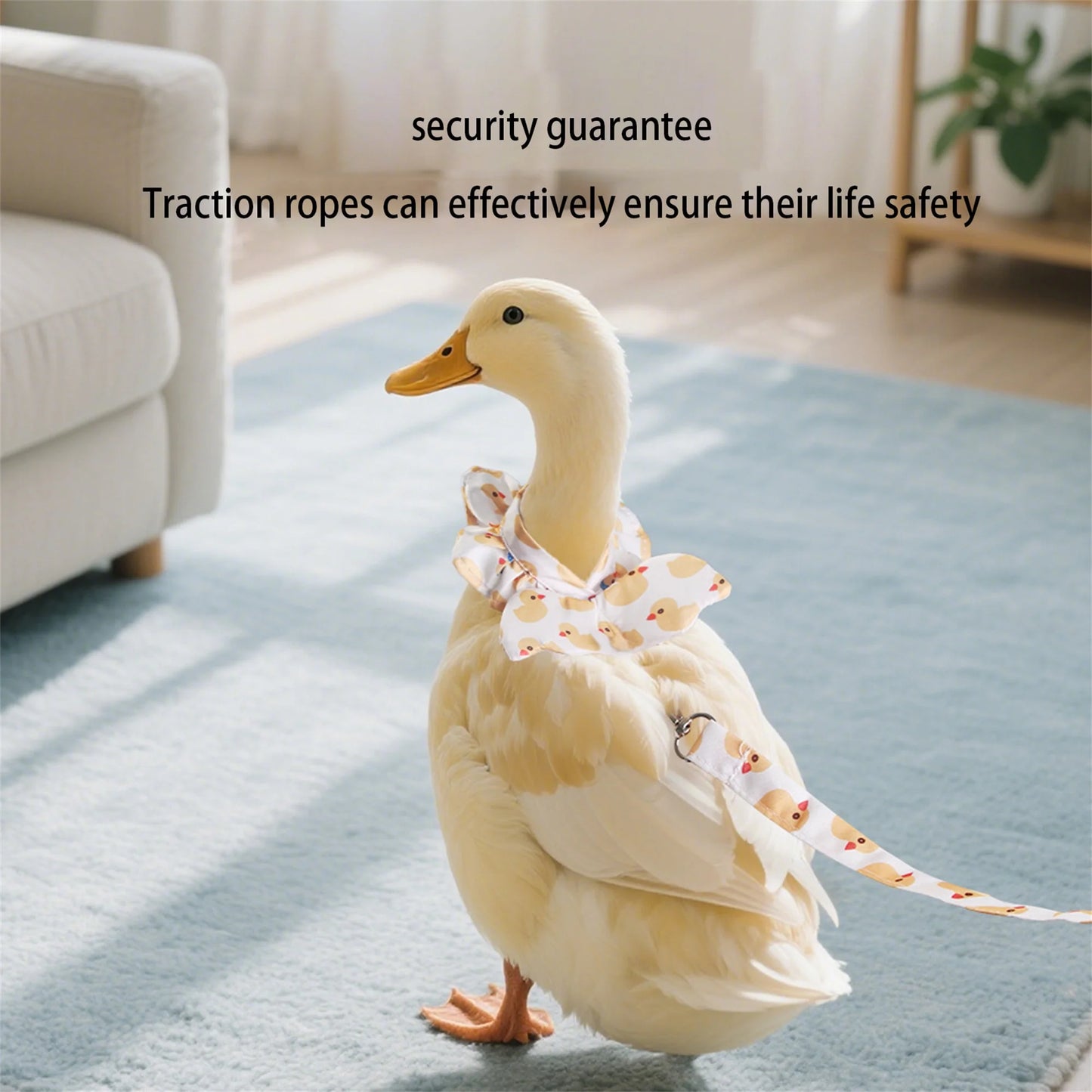 Pet Goose Harness and Diaper Set with Duck Print 2Pcs