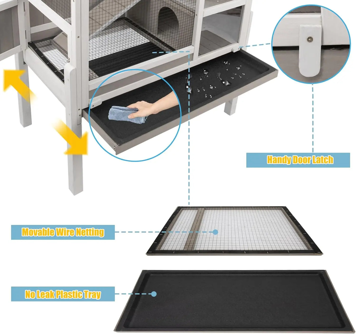 XMSJ Guinea Pig Cage Indoor Wooden Habitat With Stand